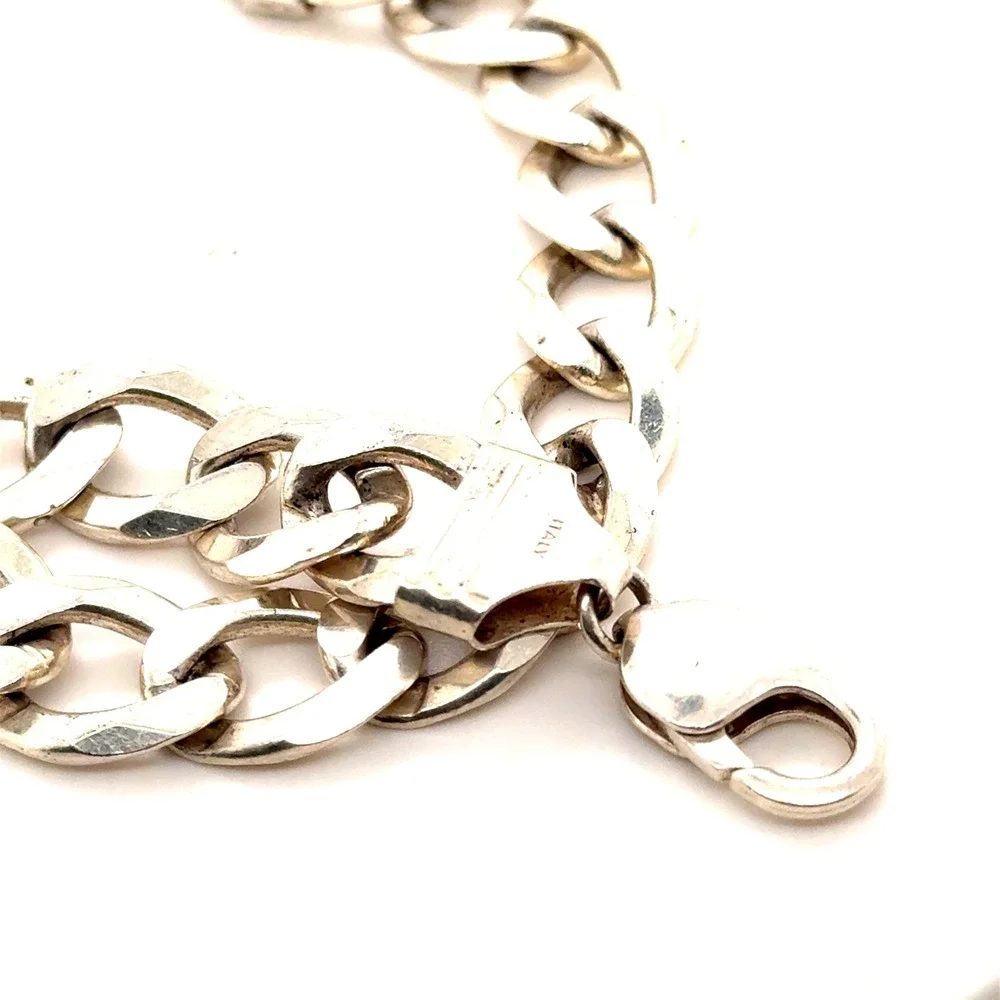 Mens Italy 925 Sterling Silver Curb Link Bracelet 12mm 8.25